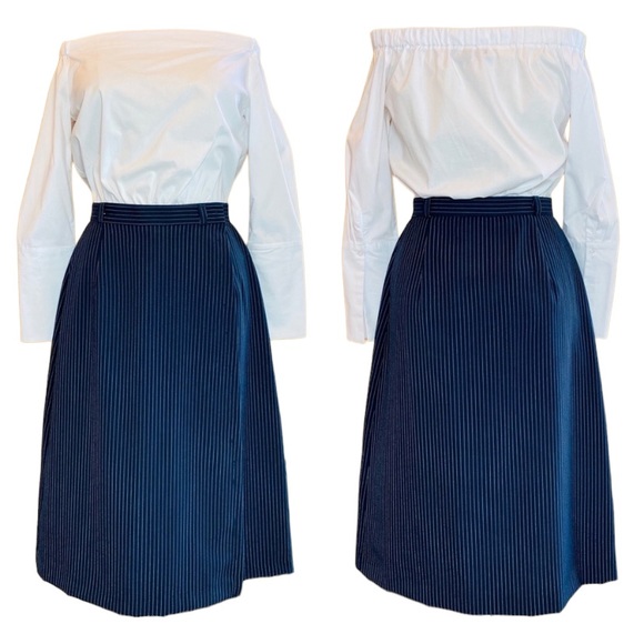 Vintage Dresses & Skirts - Vintage 70’s/80’s Alex Colman Pinstripe Wrap Skirt